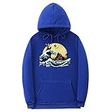 Fashion Print Pullover Hoodie Goku Langarm Kapuzenpullover Kapuzenpullover Casual Sweatshirt (Blau-1+L)