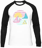 Groß Meer Sonnenuntergang Beim Das Meer Männer Frauen Unisex Baseball T-Shirt Weiß Schwarze Ärmel Rundhals Men Women White Round Neck M