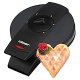 Cloer 1620 Waffeleisen für klassische Herzwaffeln, 930 W, Waffelgröße 15,5 cm, stufenlos wählbarer Bräunungsgrad, schw