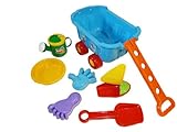 Kinder-Spielzeug B23 7tlg. Set, groß-er Boller-Wagen für Kleinkind-er Sand-Kasten Schaufel Förmchen Gießkanne Boot Strand-Spielzeuge Geschenk-Idee Geburtstag