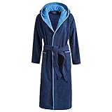 Egeria Cairo Bademantel Saunamantel mit Kapuze für Damen & Herren | Dark Blue/Atlantic Blue | Gr. L