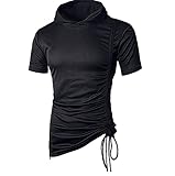 Shirt Herren Sommer Einfachheit Mode Einfarbig Slim Fit Herren Kurzarm Modern Persönlichkeit Reißverschluss Schnürung Design Herren Hoodie Outdoor Jogging Top