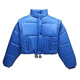 DYJXIGO Daunenjacken, Frauen Federleichte Kurze Warme Jacke Softdaunenjacke Abnehmbare Ärmel Winter Übergangsjacke Blue-S