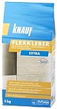Knauf Flexkleber eXtra, 5 kg, 90% staubreduzierter Dünnbettmörtel für sauberes Arbeiten, extra stark, extra ergiebig, hochflexibel, ideal für großformatige F