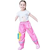 Tonsee Kinder Regenhose,Fahrrad wasserdichte Hosen Buddelhose zum Überziehen für Jungen und Mädchen,Matschhose Wind- und wasserdicht, Bundhose Reflektierend Wanderhose Regengewand (Rosa, 10-12T)