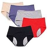 5 Stücke- Auslaufsichere Menstruationsslips, L-7XL, Damenslips in Übergröße, Baumwollunterwäsche für Damen, Atmungsaktive Sportunterwäsche, Damenhöschen mit hoher Taille, super elastis ( Size : 3XL )