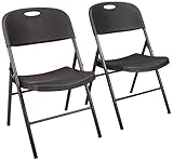 Amazon Basics Klappbarer Kunststoff-Stuhl, 157,5 kg Tragkraft, Schwarz, 2er-S