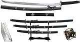 Katana echt Metall Nicht scharf Honor Samurai Schwert Set Katana Wakizashi Tanto mit Ständer aus Stahl zur Dekoration oder als Geschenk TL492-395CA-3PCS