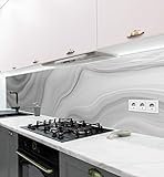 MyMaxxi | selbstklebende Küchenrückwand Folie ohne bohren | Aufkleber Motiv Marmor grau 02 | 60cm hoch | adhesive kitchen wall design | Wandtattoo Wandbild Küche | Wand-Deko | Wandgestaltung
