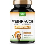 VROODY Weihrauchkapseln hochdosiert Boswellia Serrata 2000mg Tagesdosis - 180 Stück | 85% Boswelliasäure | PLUS 125mg CURCUMA | 95% Curcuminoide | vegan & ohne Z