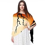 ART VVIES Schal Dünn und leicht Weicher Damenschal Stola Sheer Long Fashion Sonnenschutzdruck Halten Sie warm für die Frau die ganze Saison Halloween-Nacht Wolf Kürbis Eule M