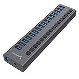 Sabrent USB 3.0 16 PORT Aluminium HUB mit Netzschaltern und LEDs, inklusive Netzteil (HB-PU16)