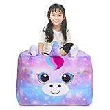 Basumee Einhorn Sitzsack Kinder Kuscheltier Aufbewahrungstasche Stofftier Aufbewahrung Tasche, Nur Tasche, Kein Fü