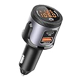 Bluetooth FM Transmitter, Hotchy Bluetooth V5.0 Auto Radio Mikrofon Adapter mit PD 18W & QC3.0 Anschlüsse Schnellladung