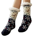 LUOSI Wintersocken-Druck, niedliche Damen-Wintersocken, warme Socken, dicke Socken, rutschfest, Heimfuß-Geschenke, Cartoon-Teppich-Socken für Mädchen (Farbe: Rot, Größe: Einheitsgröße)