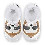 Kawaii Animal Sloth Leaf Women Men Closed Back House Slippers Comfort Coral Fleece Fuzzy Feet Slippers Home Shoes for Indoor O