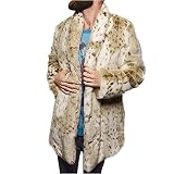 Herren Kunstpelz Jacke Mantel - Winter Warm Cardigan Windbreaker Fleece Flauschig Outwear Übergröße Leopard Knöpfe O