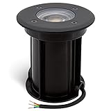 linovum BORU Bodenstrahler Einbau IP67 inkl. LED Lampe GU10 6W neutralweiß - Boden Außenleuchte schwarz 230V mit Strom Kab