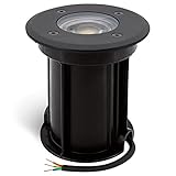 linovum BORU Bodenstrahler Einbau IP67 inkl. LED Lampe GU10 6W neutralweiß - Boden Außenleuchte schwarz 230V mit Strom Kab