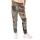 LAOLUCKY Damen Sweatpants Jogger Jersey Pants Mode Casual Sport Hose, Western Rustikaler Country Cowboy Bullfight Weiß, XXL