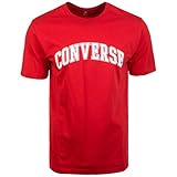 Converse Herren Men's Collegiate Text Short Sleeve T-Shirt, Emaille rot,