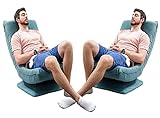 Teenager 360 °drehbarer klappbarer Relaxsessel,3 winkelverstellbarer Rückenlehne95°-140°Polsterstuhl Hochdichter Schwamm Abnehmbarer Leinenstuhlbezug bis180kg belastbar Lazy Sofa/blau/Menge:2 Stü