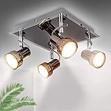 Schwenkbare LED Deckenlampe Wohnzimmer, Moderne Deckenleuchte mit 4 Flammige, 4 x 3W GU10 Leuchtmittel Enthalten, 3000K Warmweiß 960 Lumen, Deckenstrahler LED Deckenspot für Küche, S