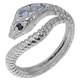 Luxus Damen Ring Solide Sterling-Silber 925 mit Aquamarin und Saphir - Größe 63 (20.1) - Verfügbare Größen : 47 bis 68