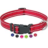 Amazon Brand - Umi - Hundehalsband Nylon reflektierend, verstellbar | viele Farben & Größen | für kleine & große Hund Katze Welpe | Hunde-Halsbänder | Katzen-Halsband Welpen-Halsband | Rot, XS
