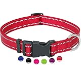 Amazon Brand - Umi - Hundehalsband Nylon reflektierend, verstellbar | viele Farben & Größen | für kleine & große Hund Katze Welpe | Hunde-Halsbänder | Katzen-Halsband Welpen-Halsband | Rot, XS