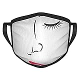 Schöne Frau traurige Gesicht Silhouette mit rosa Lippen Skizze Mädchen Power Zeichnung Handgezeichnete Vektor Gesichtsmaske Bequeme und wiederverwendbare Masken mit schwarzen Kanten für Erw