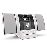 TechniSat MULTYRADIO 4.0 - Internetradio (WLAN Radio, DAB+, UKW, Alexa Sprachsteuerung, Spotify, Bluetooth, CD-Player, USB, Farbdisplay, Musikstreaming, 2 x 10 Watt Stereo Lautsprecher) schwarz/weiß