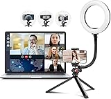 Ringlicht mit Stativ für Handy und Webcam Kamera, 8' Selfie Ringleuchte LED Lichtring mit Handyhalter für Videokonferenzen/Online Meetings/Foto/YouTube/Tiktok,Kompatibel mit Laptop pc,Smartphone Usw