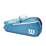 Wilson Tennistasche Junior 3, Bis zu 3 Schläger, Blau/Weiß/Korallenrot, WR8012802001