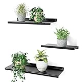 SRIWATANA Schweberegal Metall Schwarz Wandregal 3er Set Wandboard für Wohnzimmer Schlafzimmer Flur Badezimmer, Länge 43/33/23