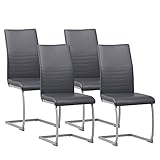 ALBATROS Freischwinger Stuhl Murano 4er Set, Grau - Esszimmerstuhl Schwingstuhl mit Modernem Design und Kunstleder-Bezug - Küchenstuhl, Polster-Stuhl Esszimmer, Esstisch S