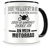 Samunshi® Tasse mit Spruch Ich denke an mein Motorrad Geschenk für Männer Kaffeebecher Kaffeepott schw