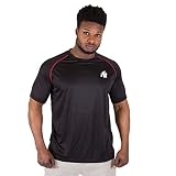 Gorilla Wear Performance T-Shirt - schwarz/rot - mit Logo Aufdruck zum Sport Alltag Freizeit Workout Training leicht bequem, XL