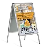 Betriebsausstattung24® Kundenstopper Gehwegaufsteller Werbetafel | für zwei Plakate | Aluminium Plakatständer | inkl. PVC Schutzfolie (A2 B42,0 x H59,4 cm)