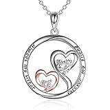 YFN Schwester Geschenke von Schwester Sterling Silber Immer meine Schwester für immer mein Freund Doppelherz Anhänger Halskette Schmuck Geschenke für Schwester Geburtstag W