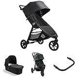 Baby Jogger City Mini GT2 Kinderwagen Buggy | Bundle mit Wanne, Wetterschutz & Sicherheitsbügel | Opulent Black (Schwarz)
