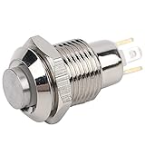 WanRomJun 1 Stück 10mm Reset-Typ Metallknopfschalter, 3V 4 Pin Edelstahl Hoher Rundkopf Momentaner Startknopf mit Licht, für Niederstrom-Türklingeln(Gelb)