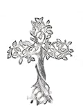 Purestory 26,7 x 20,3 cm Baum dekorative Wandkreuz Metall Dekorationen für Zuhause Religiöse Metall hängende Kreuz Wanddekor Kunst für Zuhause - Antikweiß