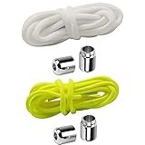 Autoau 2 Paare Elastische Schnürsenkel ohne Binden mit Hochwertigem Lock Schnürsenkel- Schnellverschluss Ersatzschnürsenkel aus Nylon verwendet für Sportschuhe(Weiß + fluoreszierendes Gelb)