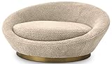 Casa Padrino Luxus Sofa Sandfarben/Messing Ø 147 x H. 74 cm - Rundes Wohnzimmer Sofa - Rundsofa - Wohnzimmer Möb