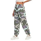 Kobay Damen elastische Taille Baggy Camouflage Printing Jogginghose Joggers Loung