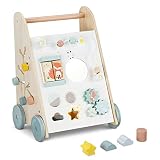 Navaris Lauflernwagen aus Holz mit Spielelementen - Lauflernhilfe für Babys - Laufwagen für Mädchen und Jungen - Baby Gehhilfe Lernlaufwagen - B