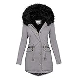 Zldhxyf Damen Wintermantel Winter Jacke warme Teddyfell Winterjacke Parka Mantel Lang Warm Damenmantel Winterparka Übergangsjacke Reißverschluss Damenjacke Softshelljacke W