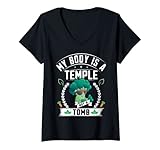 Damen Vegan Veganer Tierschutz - My body is a temple not a tomb T-Shirt mit V