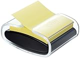 Post-it Spender für den Schreibtisch in schwarz/ transparent für Super Sticky Z-Notes, praktischer Helfer für Büro und Schularbeiten mit einem Haftnotizblock